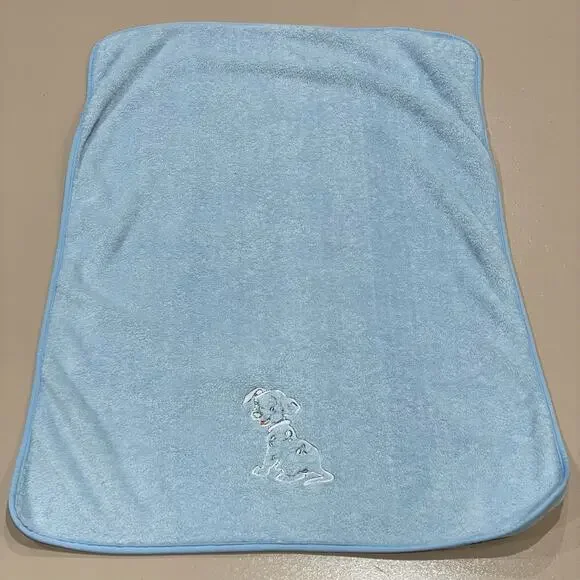 Vintage Disney 101 Dalmatians Blue Plush Fleece Baby Security Blanket